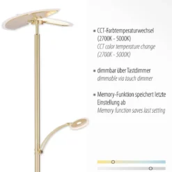 Paul Neuhaus 673-60 LED Deckenfluter messingfarben Lesearm CCT mit Memoryfunktion