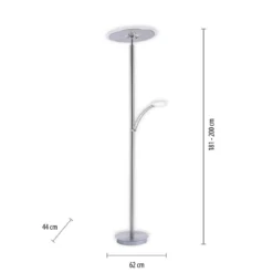 Paul Neuhaus 673-55 LED Deckenfluter stahlfarben Lesearm CCT mit Memoryfunktion