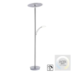 Paul Neuhaus 673-55 LED Deckenfluter stahlfarben Lesearm CCT mit Memoryfunktion