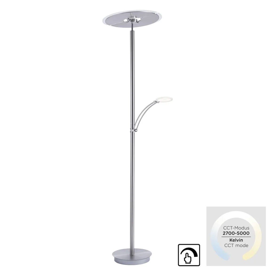 Paul Neuhaus 673-55 LED Deckenfluter stahlfarben Lesearm CCT mit Memoryfunktion