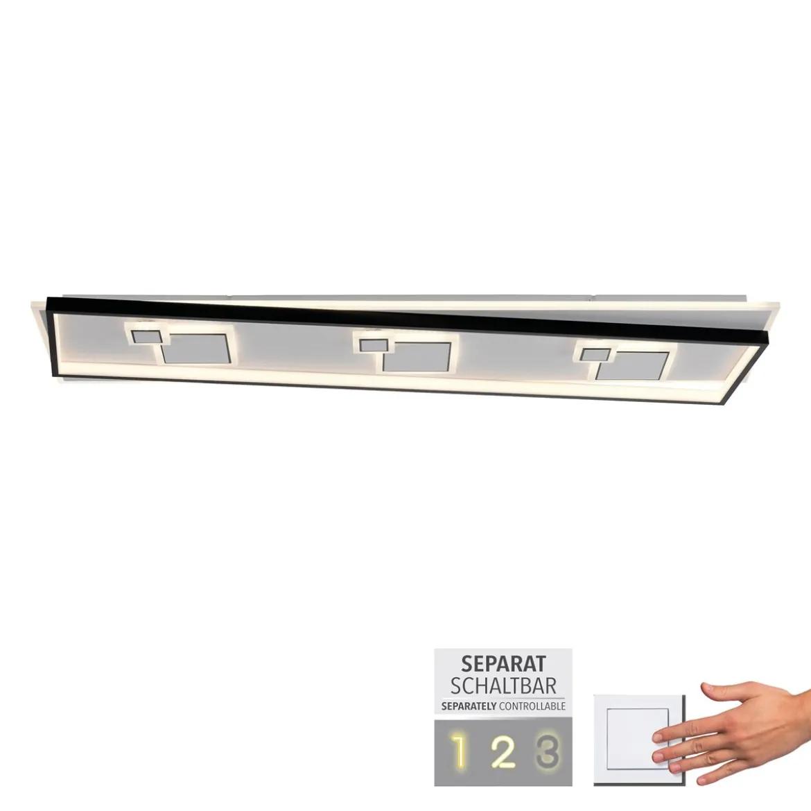 Paul Neuhaus 6391-16 LED Deckenleuchte rechteckig schwarz weiß 3000K