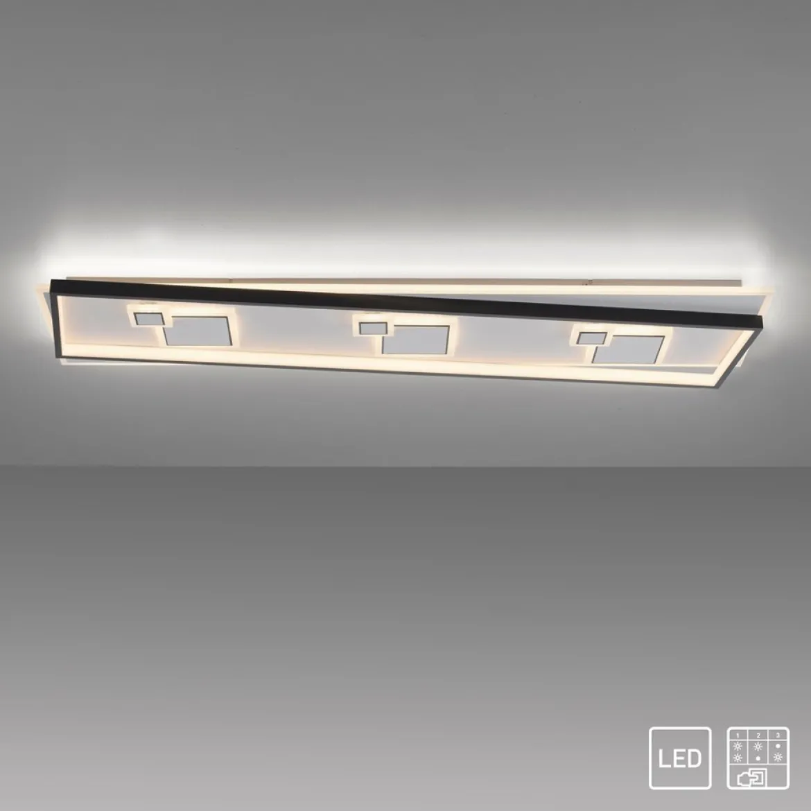 Paul Neuhaus 6391-16 LED Deckenleuchte rechteckig schwarz weiß 3000K