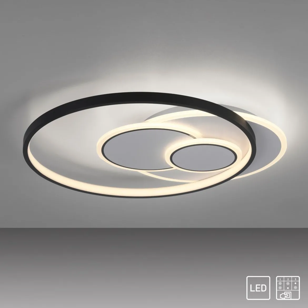 Paul Neuhaus 6392-16 LED Deckenleuchte rund schwarz weiß 3000K