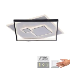 Paul Neuhaus 6390-16 LED Deckenleuchte quadratisch schwarz weiß schaltbar warmweiß