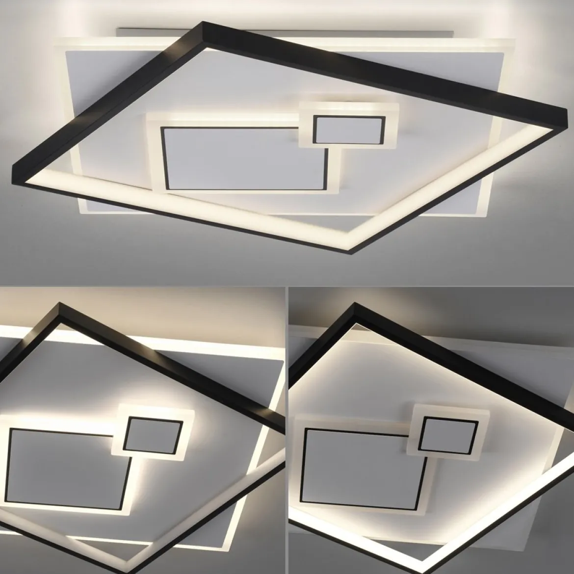 Paul Neuhaus 6390-16 LED Deckenleuchte quadratisch schwarz weiß schaltbar warmweiß