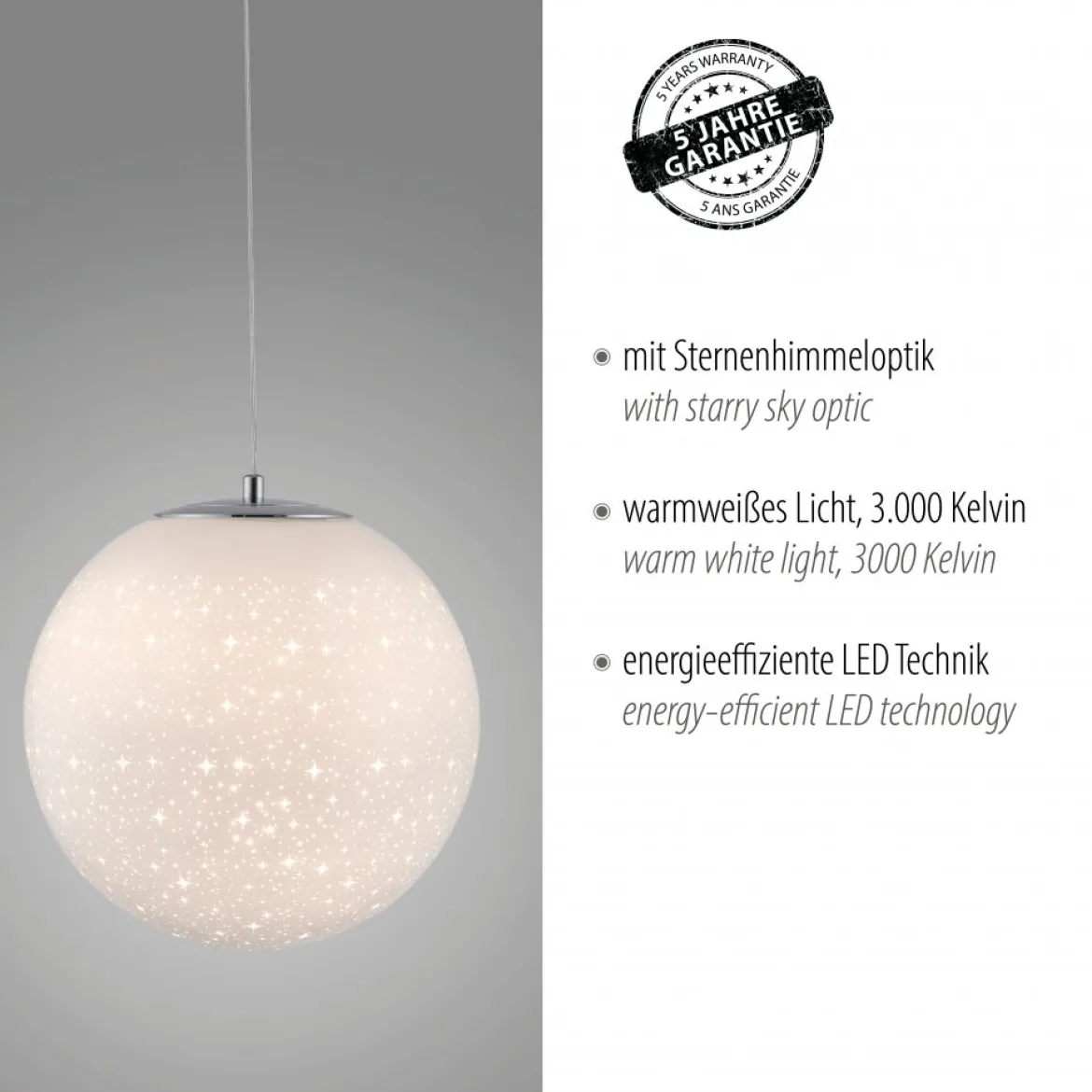 Paul Neuhaus 2052-17 LED Pendelleuchte chrom weißes Opalglas 25cm 3000K