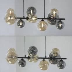 Paul Neuhaus 2583-18 LED Pendelleuchte schwarz Glas amber rauchfarben