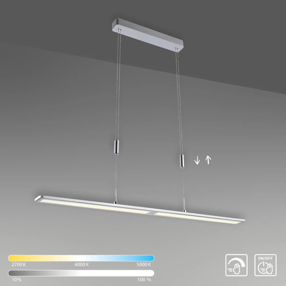 Paul Neuhaus 2565-95 LED Pendelleuchte aluminiumfarben höhenverstellbar dimmbar