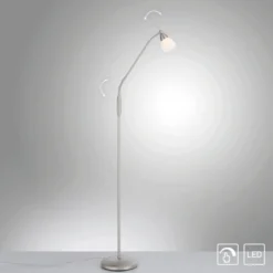 Paul Neuhaus 400-55 LED Stehleuchte silber Opalglas Touchdimmer 3000K
