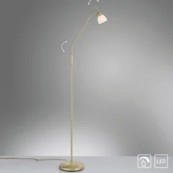 Paul Neuhaus 400-60 LED Stehleuchte messing matt Opalglas Touchdimmer 3000K
