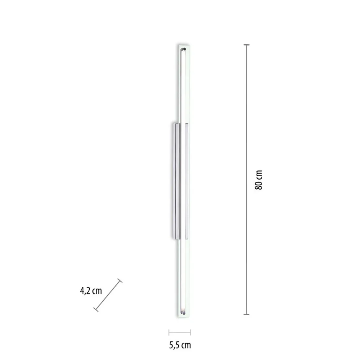 Paul Neuhaus 9108-17 LED Wandleuchte schmal chrom transparent 80cm 3000K IP44
