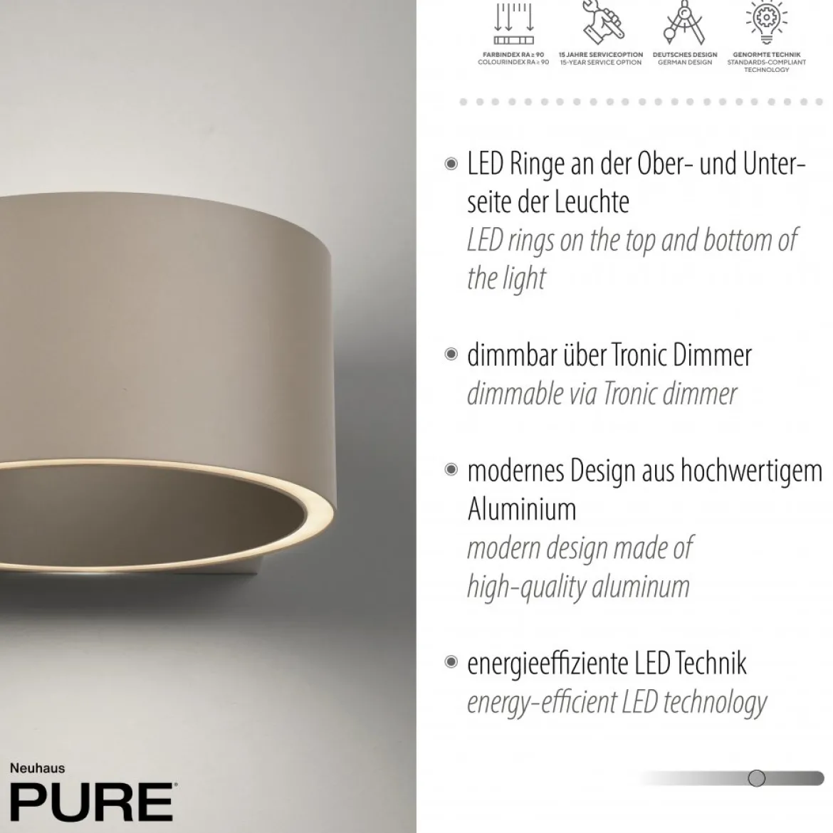 Paul Neuhaus 8561-97 Neuhaus PURE Clipse LED Wandleuchte bronce