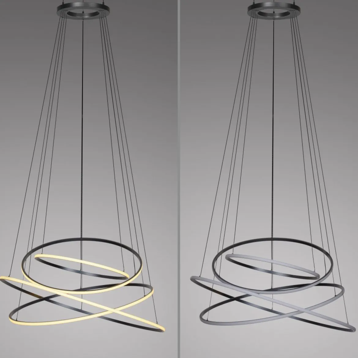 Paul Neuhaus 2566-15 Neuhaus PURE E-Flying Rings LED Pendelleuchte mystic grey (grau)