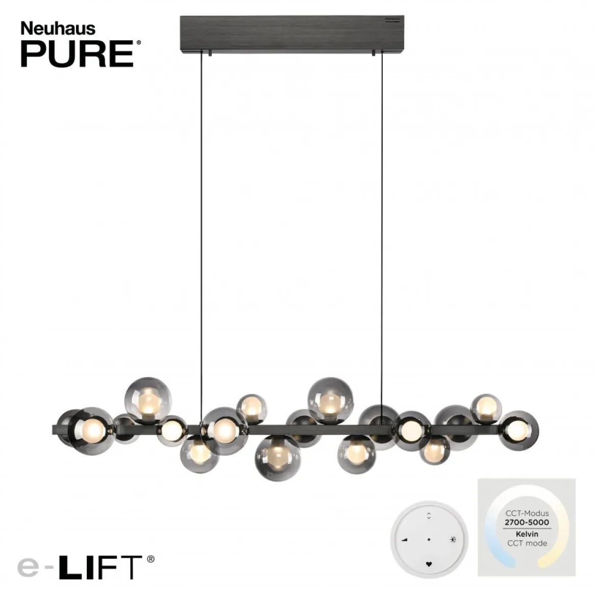 Paul Neuhaus 2557-15 Neuhaus PURE E-Popup LED Pendelleuchte platin (grau) 2700-5000 K