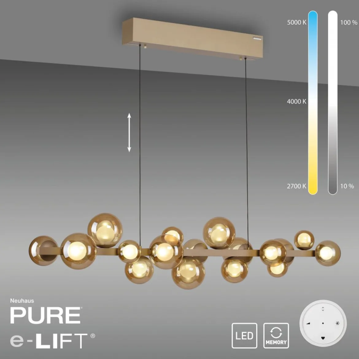 Paul Neuhaus 2557-97 Neuhaus PURE E-Popup LED Pendelleuchte bronce 2700-5000 K