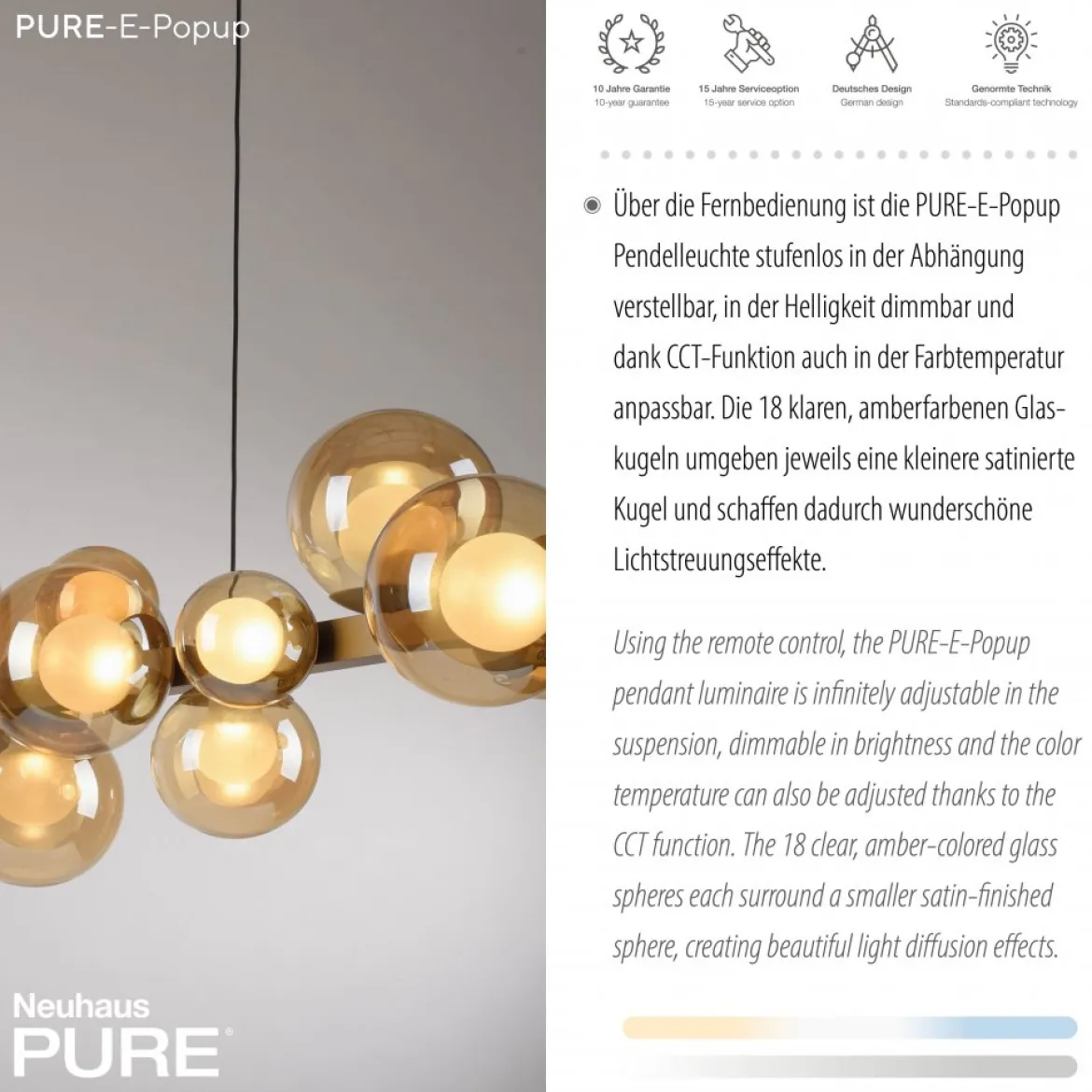 Paul Neuhaus 2557-97 Neuhaus PURE E-Popup LED Pendelleuchte bronce 2700-5000 K
