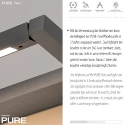 Paul Neuhaus 9114-15 Neuhaus PURE Puro LED Wandleuchte platin 3000K