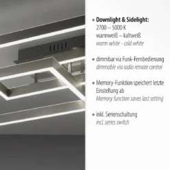 Paul Neuhaus 6232-55 Paan LED Deckenleuchte silberfarbig eckig CCT