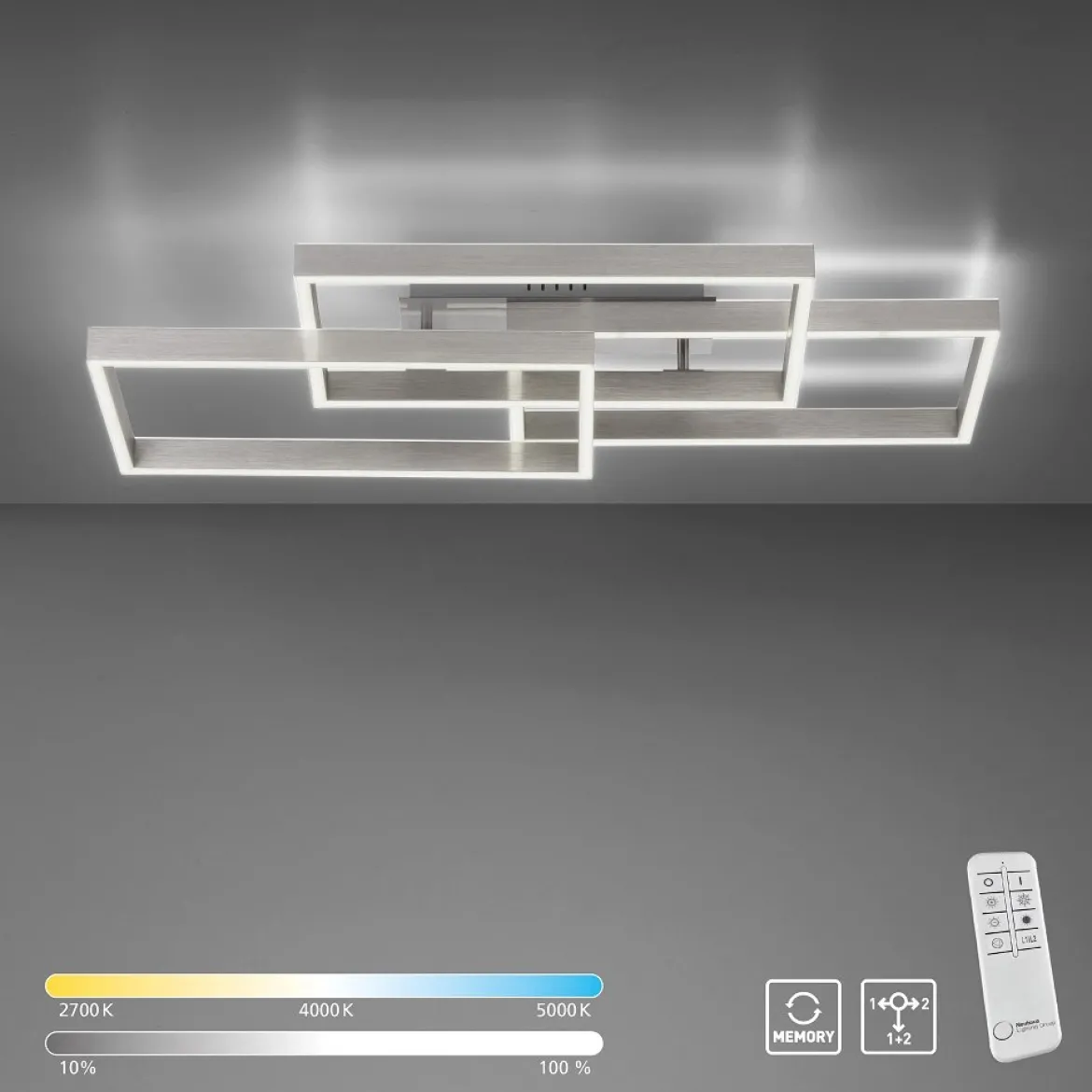 Paul Neuhaus 6232-55 Paan LED Deckenleuchte silberfarbig eckig CCT