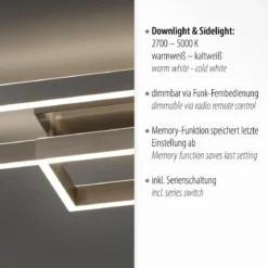 Paul Neuhaus 6231-55 Paan LED Deckenleuchte silberfarbig eckig CCT