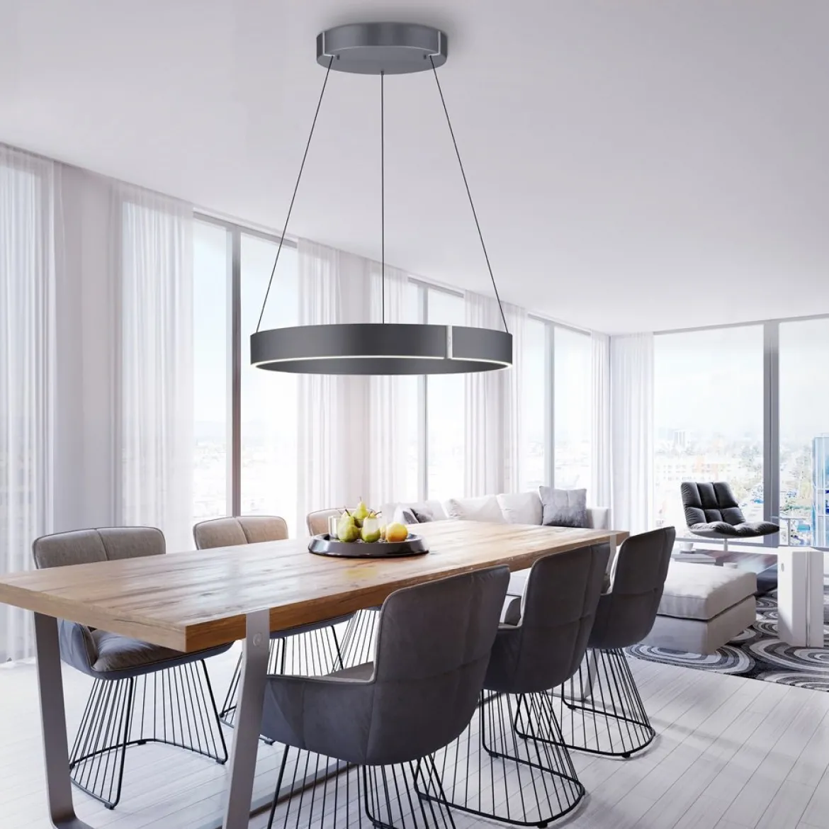 Paul Neuhaus 2561-15 PURE-E-CLIPSE LED Pendelleuchte mystic grey (grau) e-LIFT®