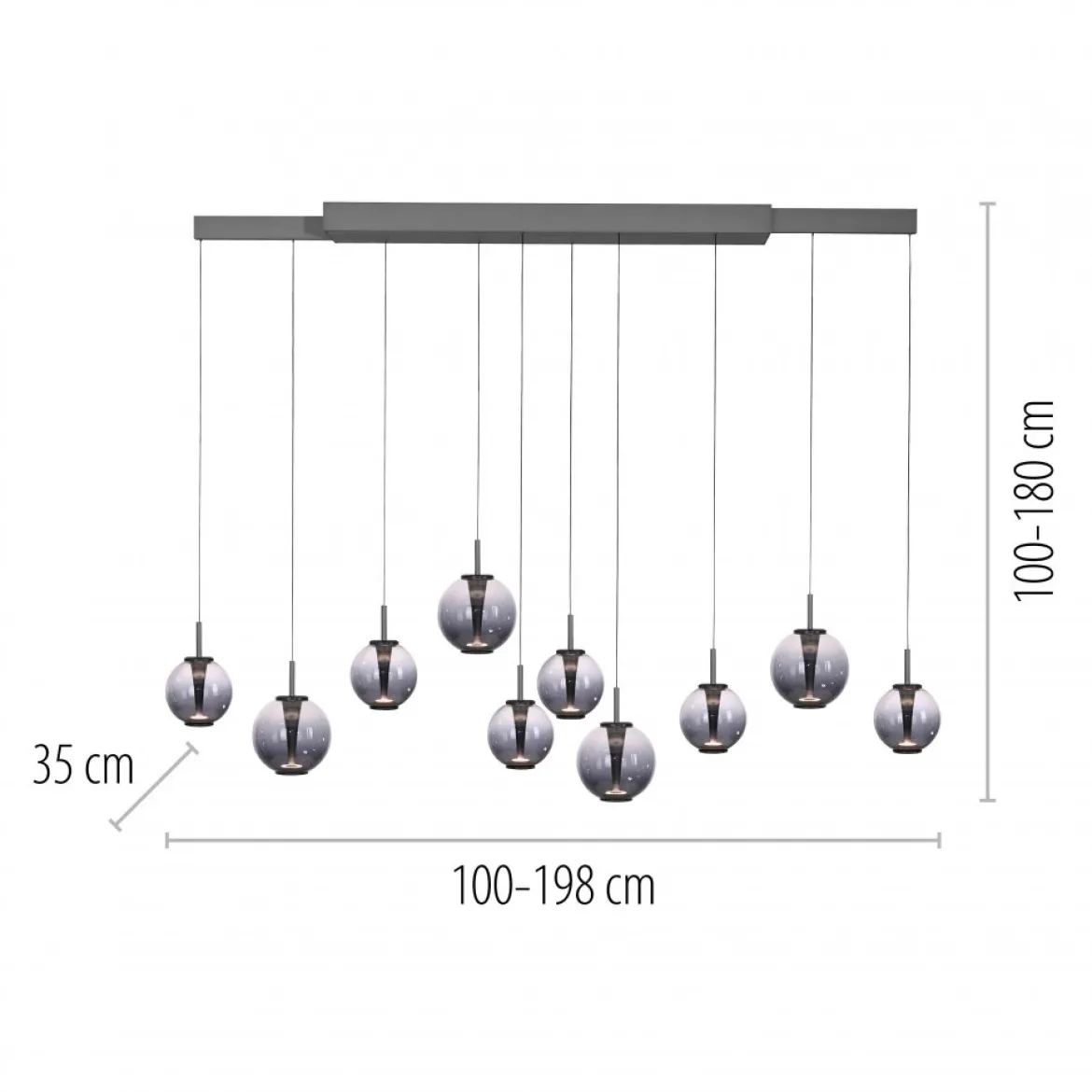 Paul Neuhaus 2221-15 PURE E-Infinity Pendelleuchte mystic grey 10-flammig