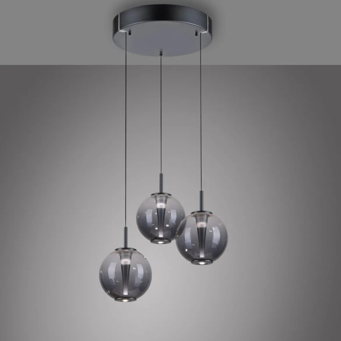 Paul Neuhaus 2222-15 PURE E-Infinity Pendelleuchte mystic grey 3-flammig