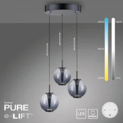 Paul Neuhaus 2222-15 PURE E-Infinity Pendelleuchte mystic grey 3-flammig