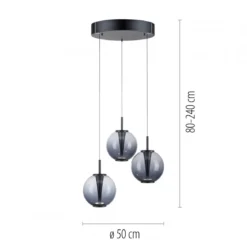 Paul Neuhaus 2222-15 PURE E-Infinity Pendelleuchte mystic grey 3-flammig