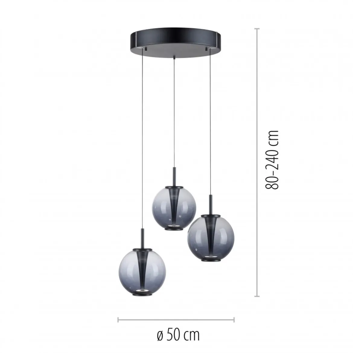 Paul Neuhaus 2222-15 PURE E-Infinity Pendelleuchte mystic grey 3-flammig