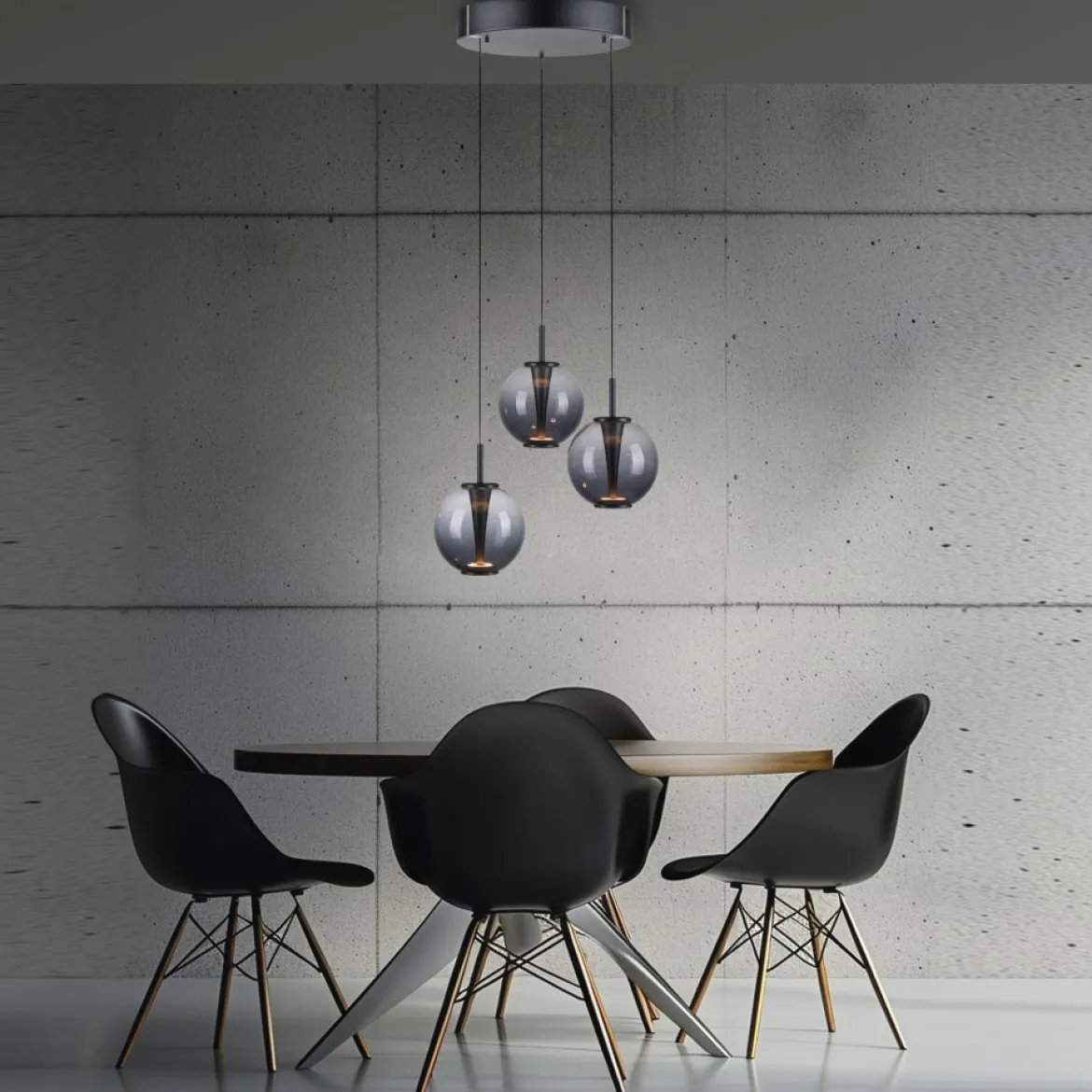Paul Neuhaus 2222-15 PURE E-Infinity Pendelleuchte mystic grey 3-flammig