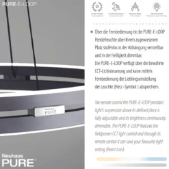 Paul Neuhaus 2551-15 PURE-E-LOOP LED Pendelleuchte mystic grey (grau) elektrisch