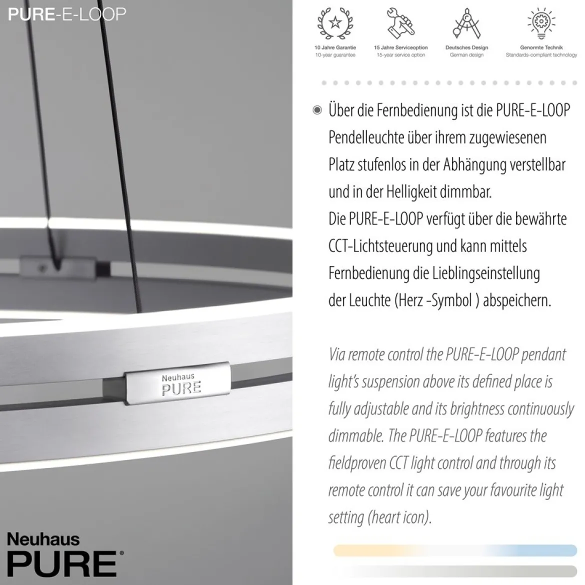 Paul Neuhaus 2551-95 PURE-E-LOOP LED Pendelleuchte stone (alu) elektrisch