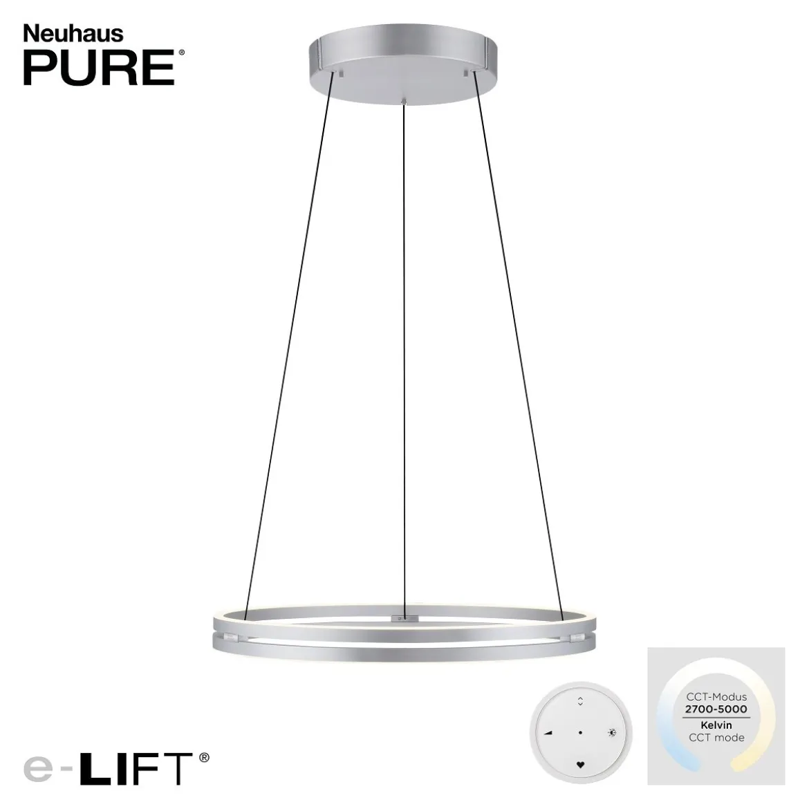 Paul Neuhaus 2551-95 PURE-E-LOOP LED Pendelleuchte stone (alu) elektrisch