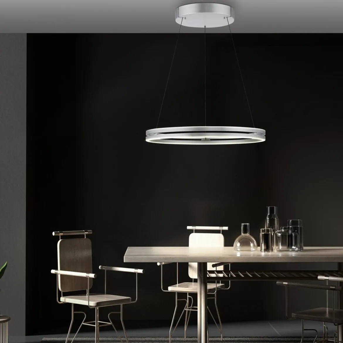 Paul Neuhaus 2551-95 PURE-E-LOOP LED Pendelleuchte stone (alu) elektrisch