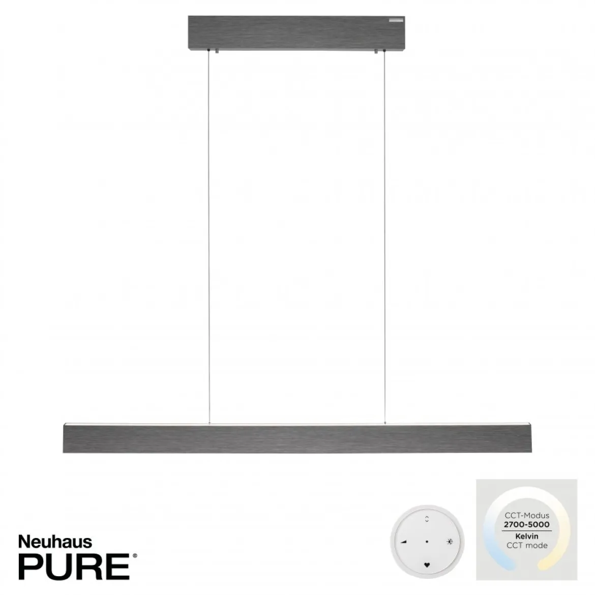 Paul Neuhaus 2570-15 PURE E-MOTION LED Pendelleuchte platin (grau) höhenverstellbar