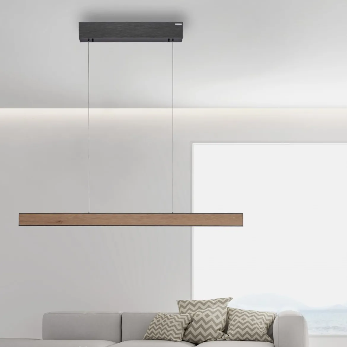 Paul Neuhaus 2570-79 PURE E-MOTION LED Pendelleuchte oak/black pearl höhenverstellbar