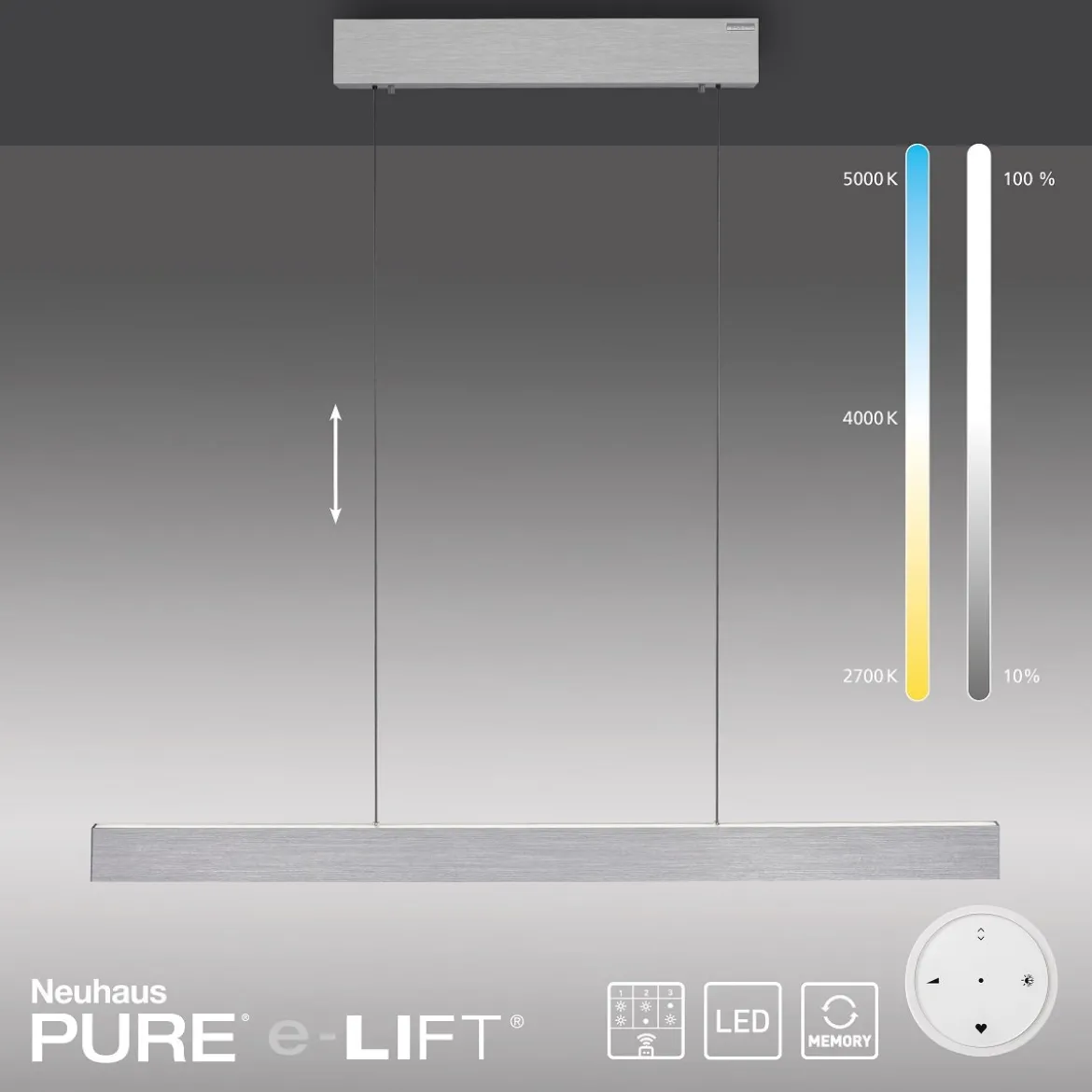 Paul Neuhaus 2570-95 PURE E-MOTION LED Pendelleuchte diamond (alu) höhenverstellbar