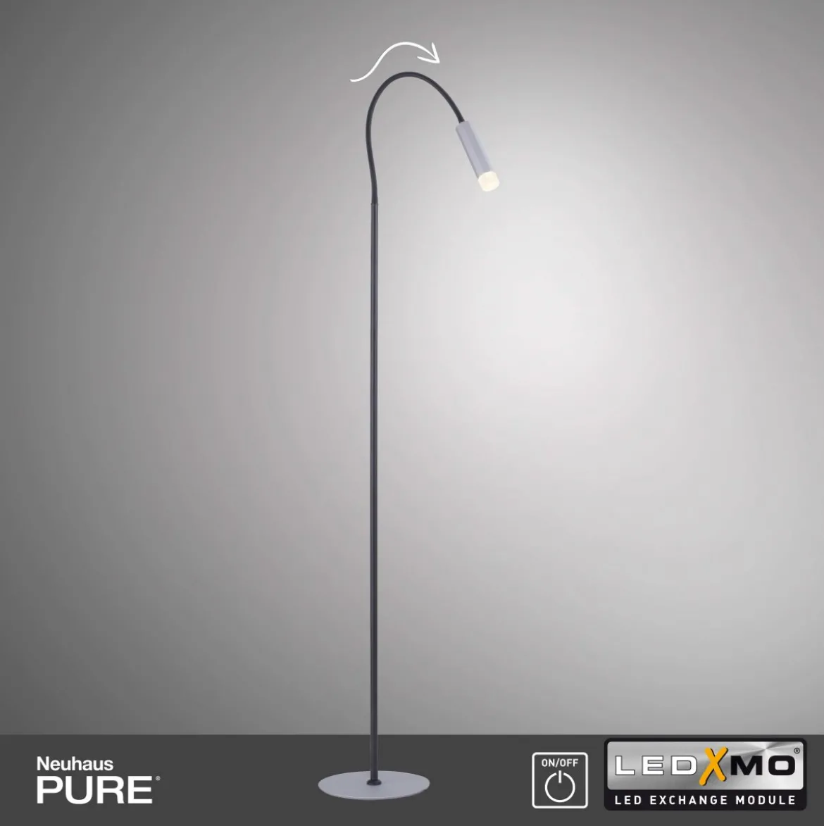 Paul Neuhaus 238-95 PURE-GEMIN LED-XMO Stehleuchte aluminium mit Schalter