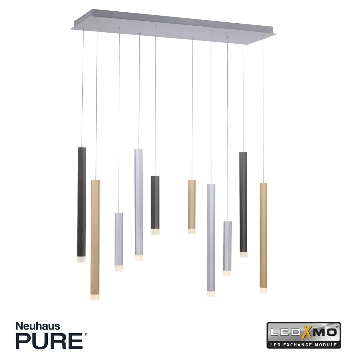 Paul Neuhaus 2528-95 PURE-GEMIN LED-XMO Pendelleuchte aluminium 10-flammig