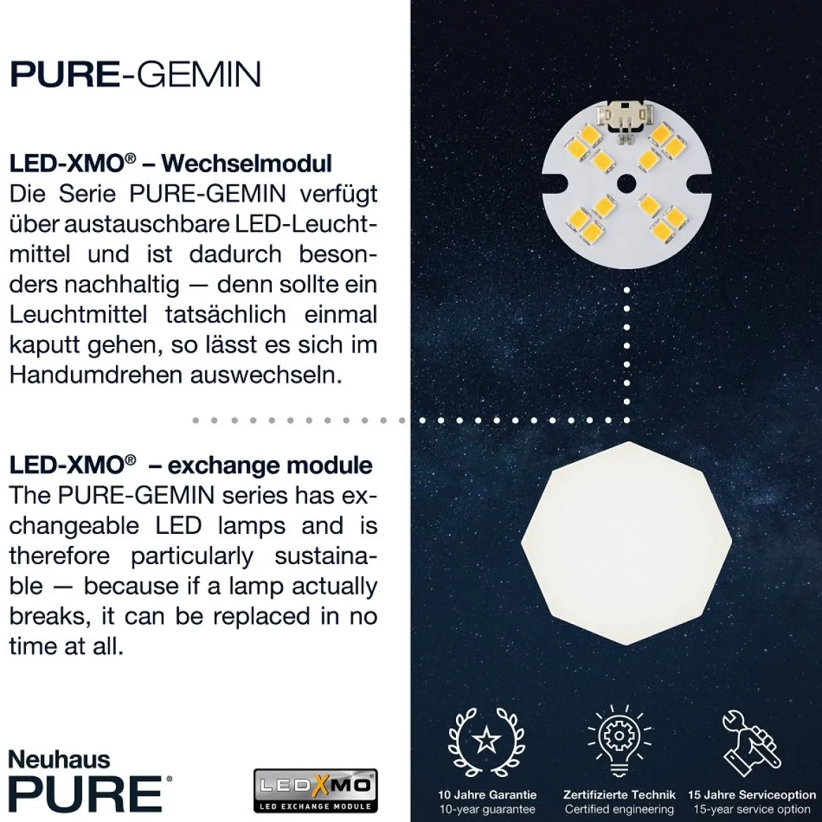 Paul Neuhaus 2528-95 PURE-GEMIN LED-XMO Pendelleuchte aluminium 10-flammig