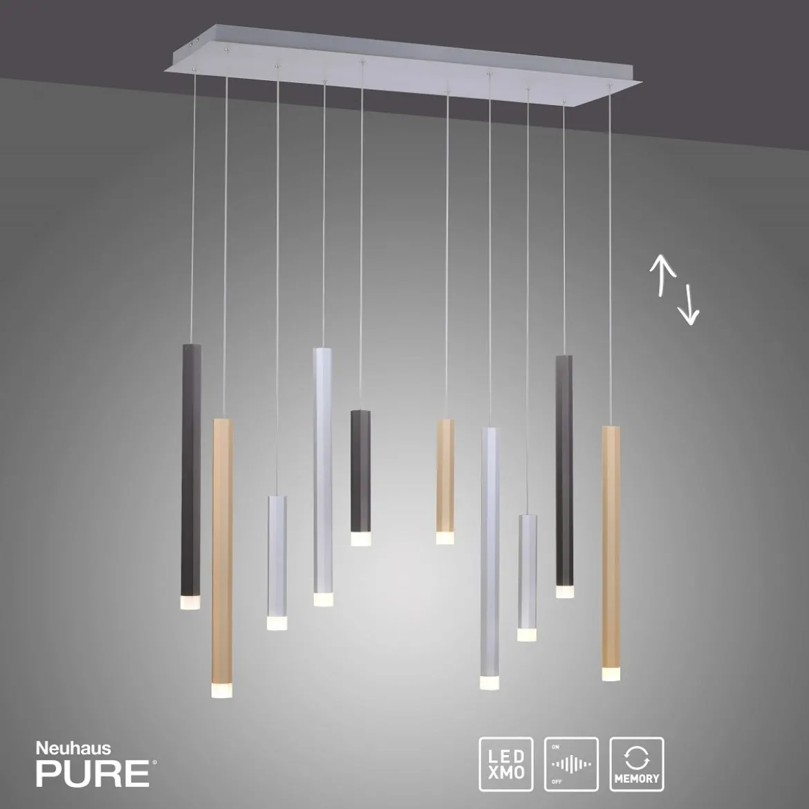 Paul Neuhaus 2528-95 PURE-GEMIN LED-XMO Pendelleuchte aluminium 10-flammig