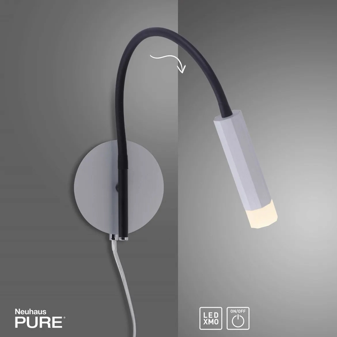 Paul Neuhaus 9012-95 PURE-GEMIN LED-XMO Wandleuchte aluminium