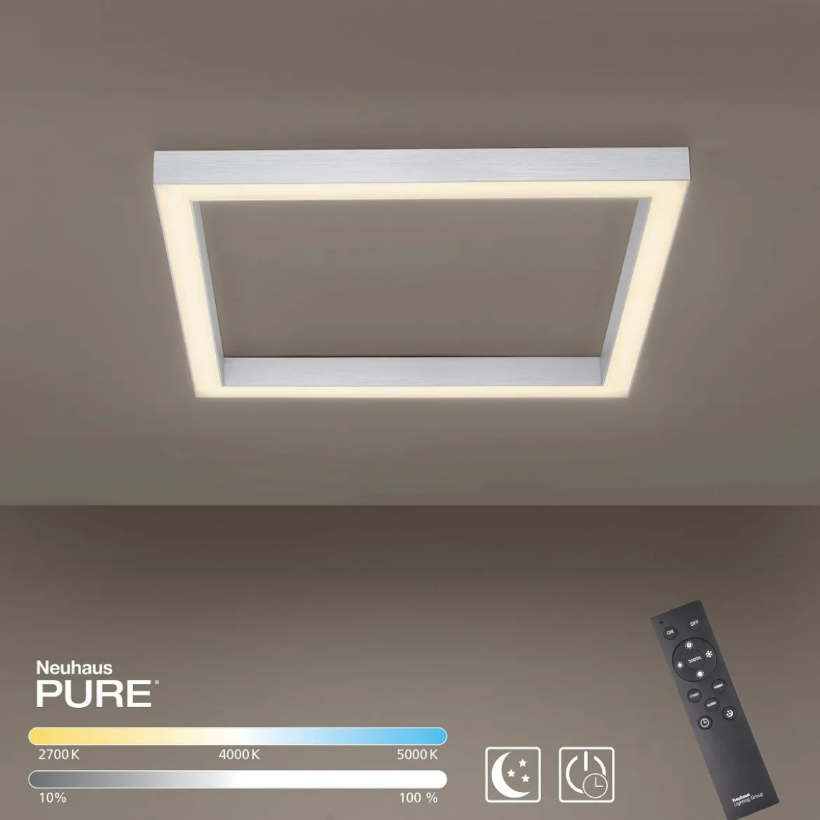 Paul Neuhaus 6022-95 PURE LINES LED Deckenleuchte diamond (alu) CCT