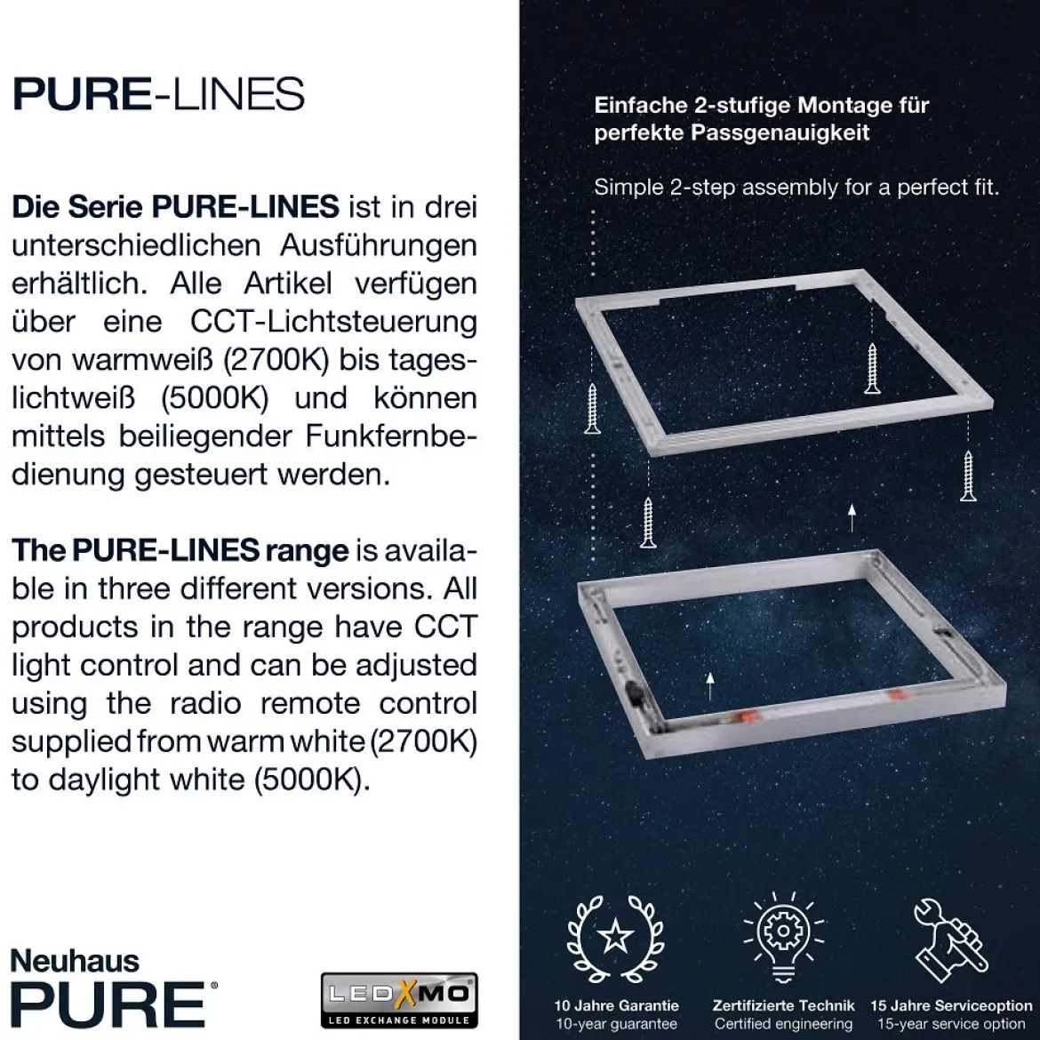 Paul Neuhaus 6022-95 PURE LINES LED Deckenleuchte diamond (alu) CCT