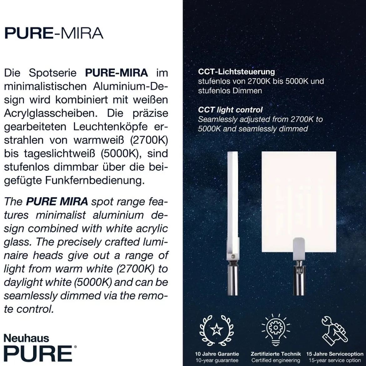 Paul Neuhaus 6354-18 PURE-MIRA LED Deckenleuchte 2-flammig black pearl CCT