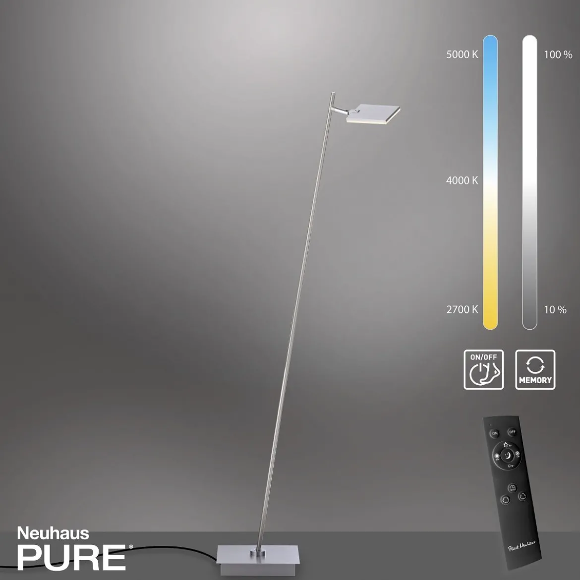 Paul Neuhaus 356-95 PURE-MIRA LED Stehleuchte diamond (alu) CCT