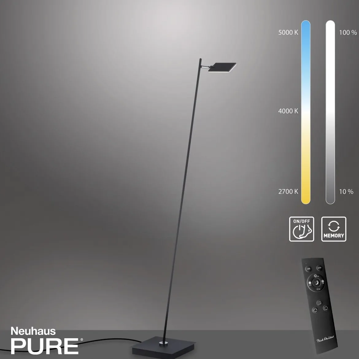 Paul Neuhaus 356-18 PURE-MIRA LED Stehleuchte black pearl CCT