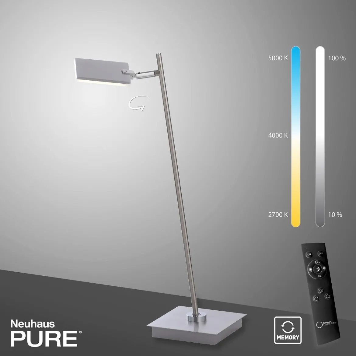 Paul Neuhaus 4356-95 PURE-MIRA LED Tischleuchte diamond (alu) CCT