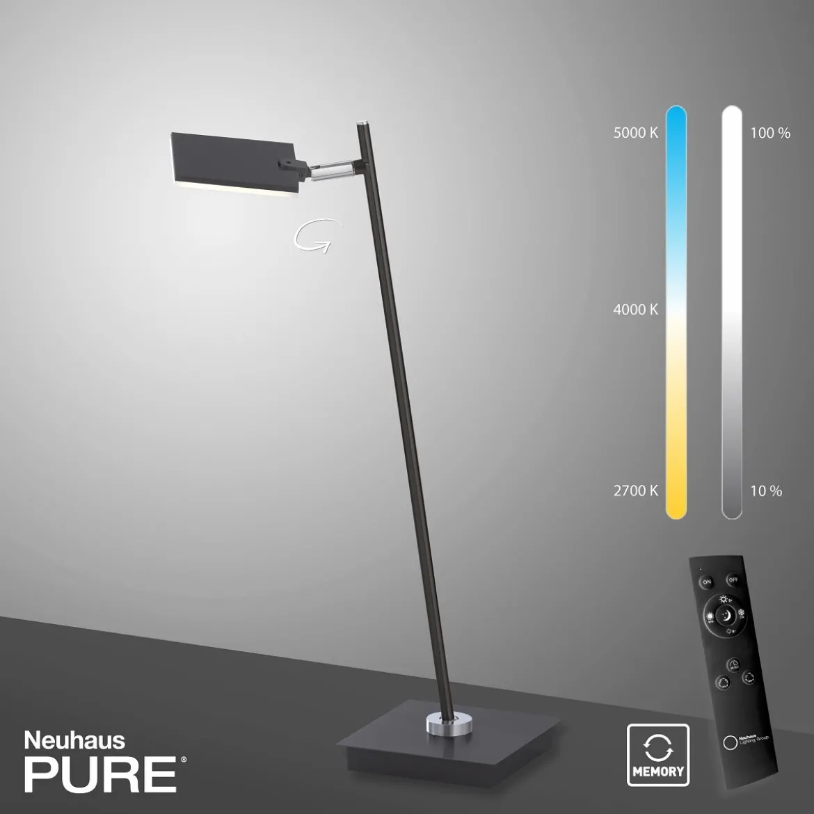 Paul Neuhaus 4356-18 PURE-MIRA LED Tischleuchte black pearl CCT